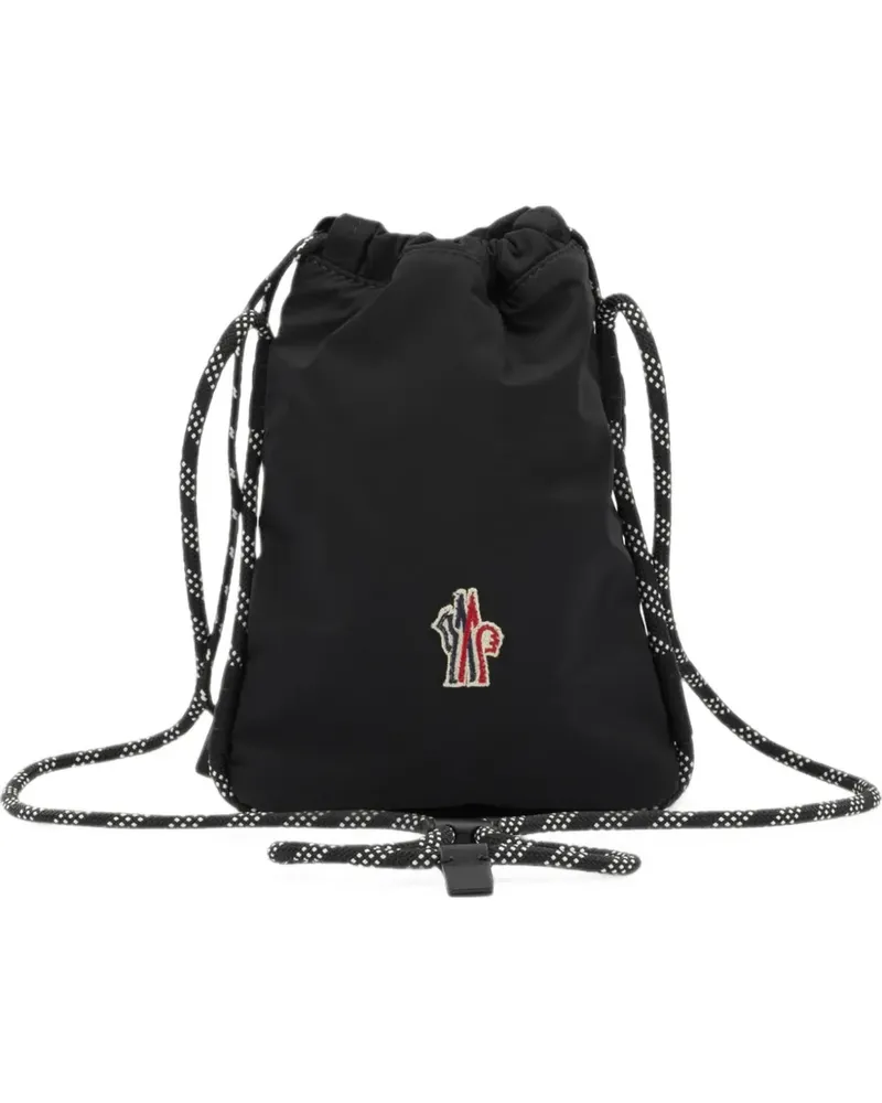Moncler Makaio Umhängetasche mit Kordelzug und Logo-Patch - Schwarz Schwarz