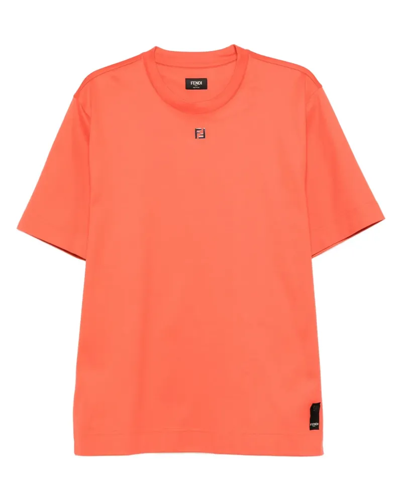 Fendi T-Shirt mit Logo-Schild - Orange Orange