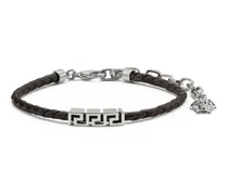 Greca Armband aus Leder - Silber