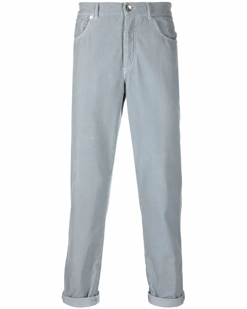 Brunello Cucinelli Hose in Cordoptik - Blau Blau