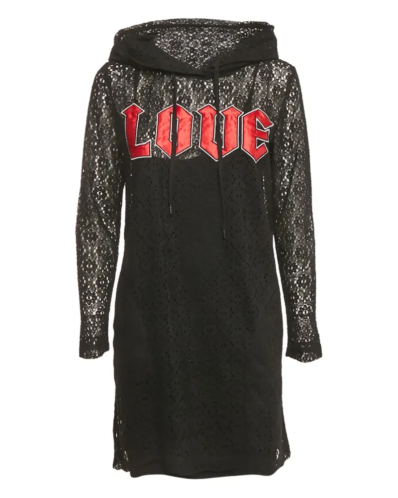 Moschino Appliqué hooded dress - Schwarz Schwarz