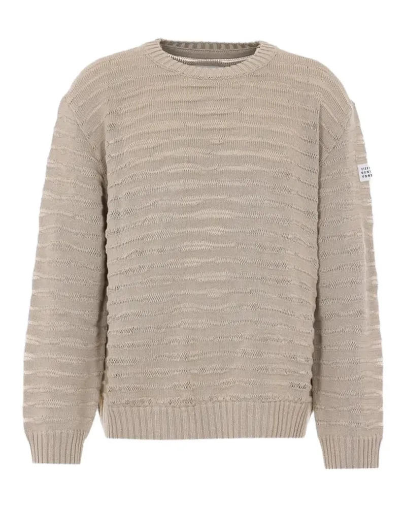 Maison Margiela open-knit logo-patch sweater - Nude Nude