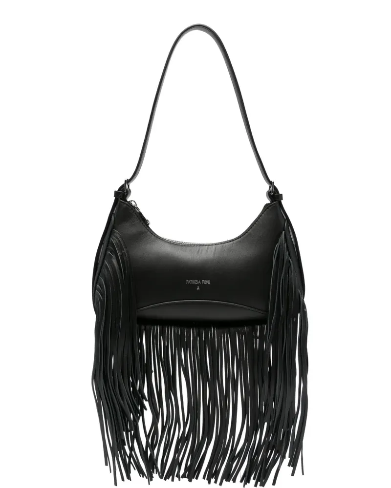 Patrizia Pepe Schultertasche mit Fransen - Schwarz Schwarz