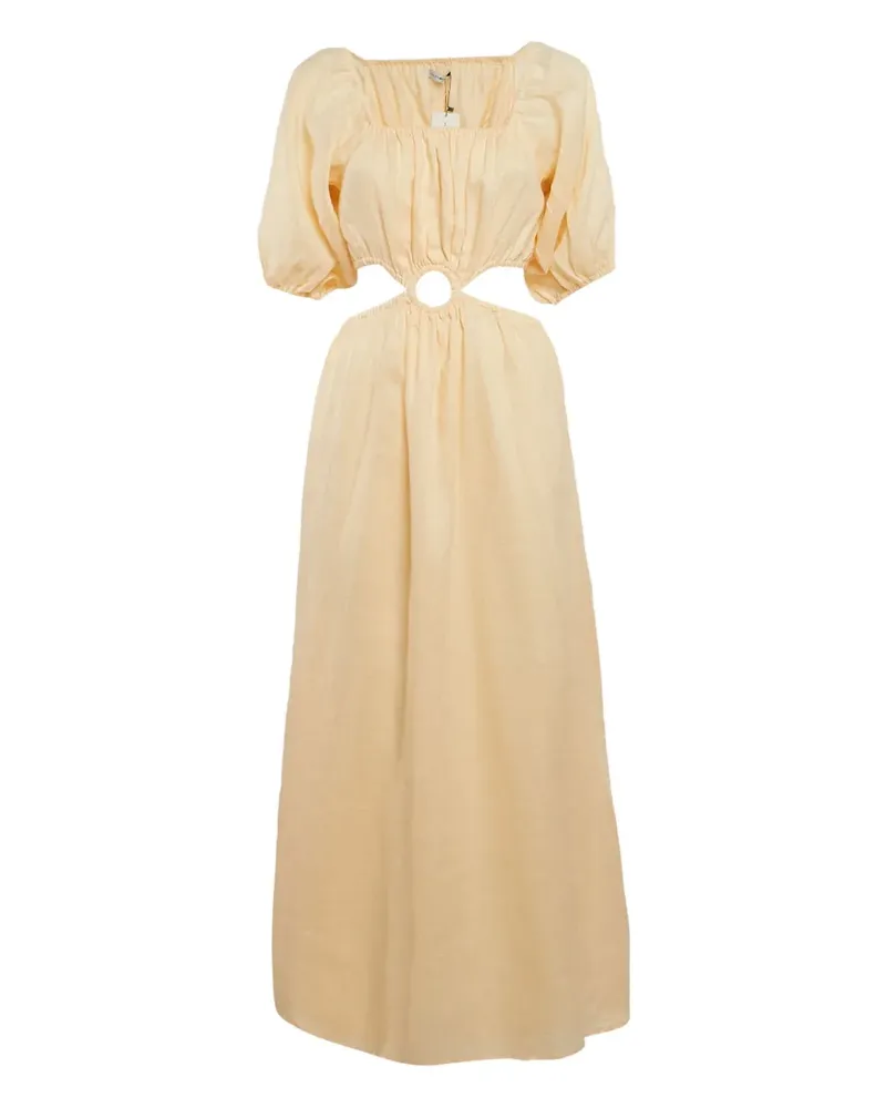 Faithfull The Brand Leinenkleid mit Cut-Out - Orange Orange