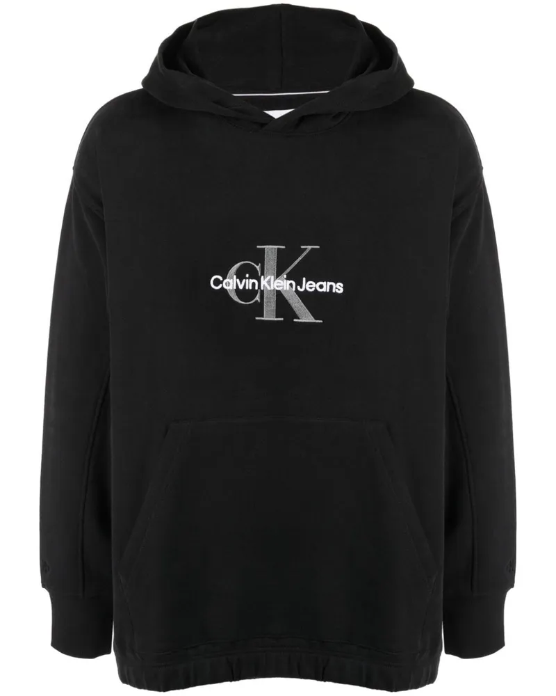 Calvin Klein Archival Monologo Hoodie mit Logo-Stickerei - Schwarz Schwarz