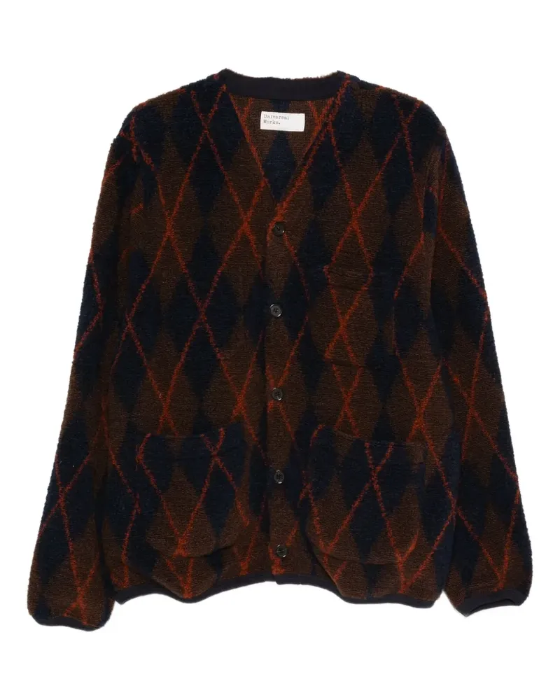 Universal Works Cardigan mit Argyle-Muster - Blau Blau