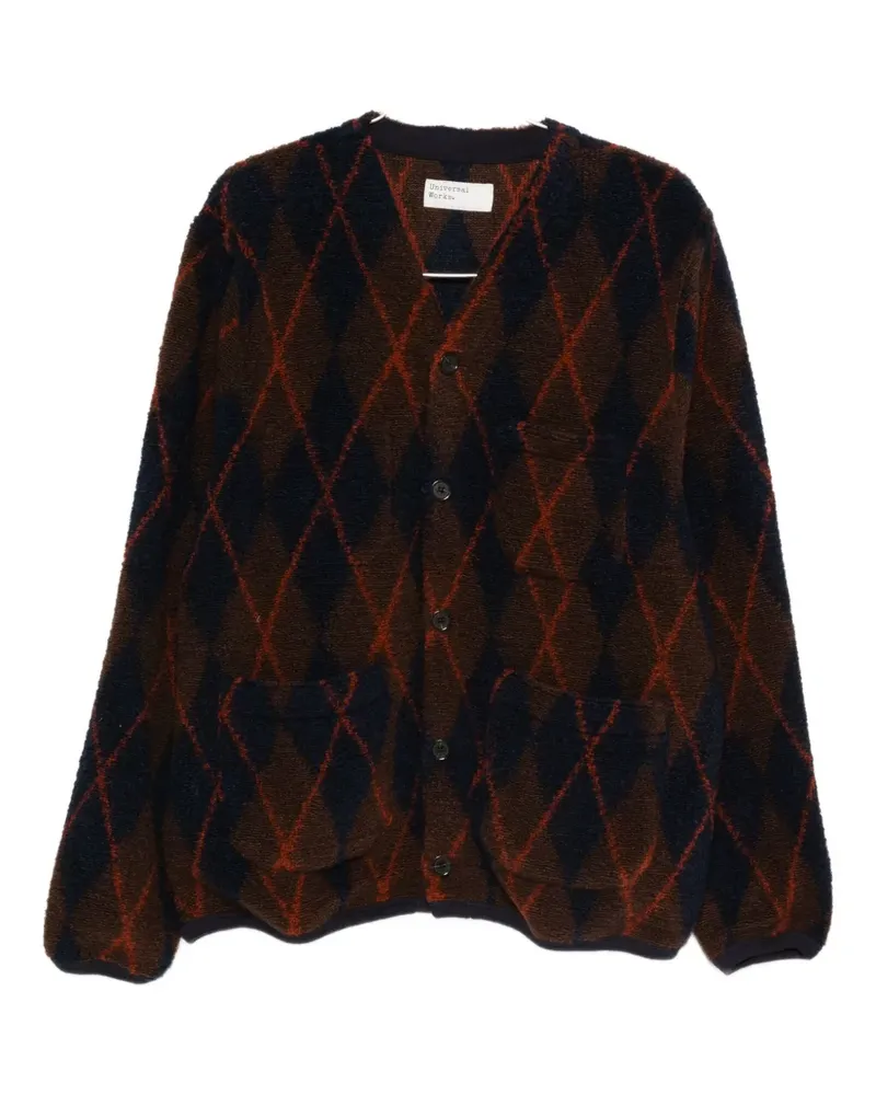 Universal Works argyle-pattern cardigan - Blau Blau