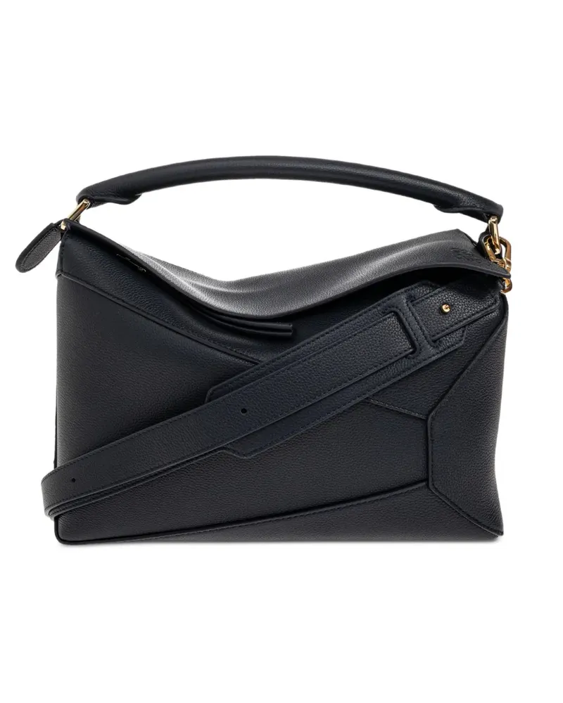 Loewe medium Puzzle Edge leather tote bag - Schwarz Schwarz