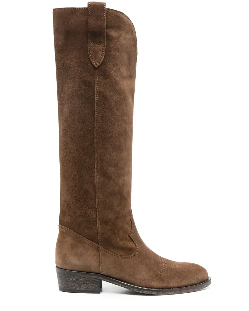 Via Roma 15 Kniehohe Wildlederstiefel - Braun Braun
