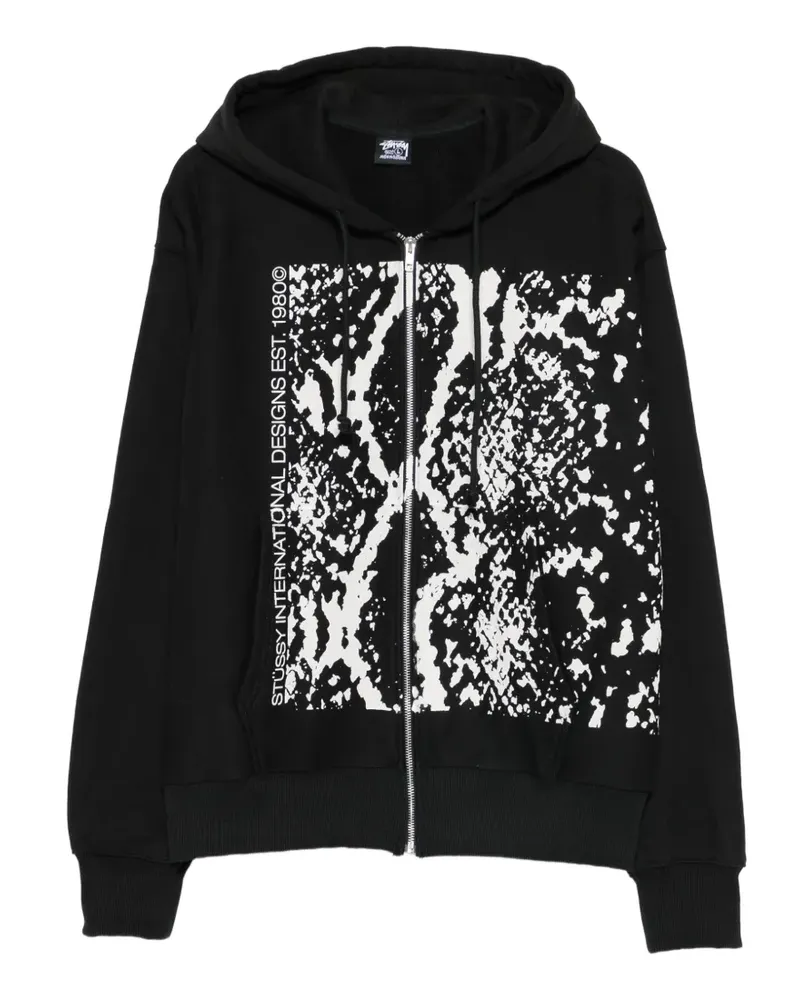 Stüssy Kapuzenjacke in Schlangenhautoptik - Schwarz Schwarz
