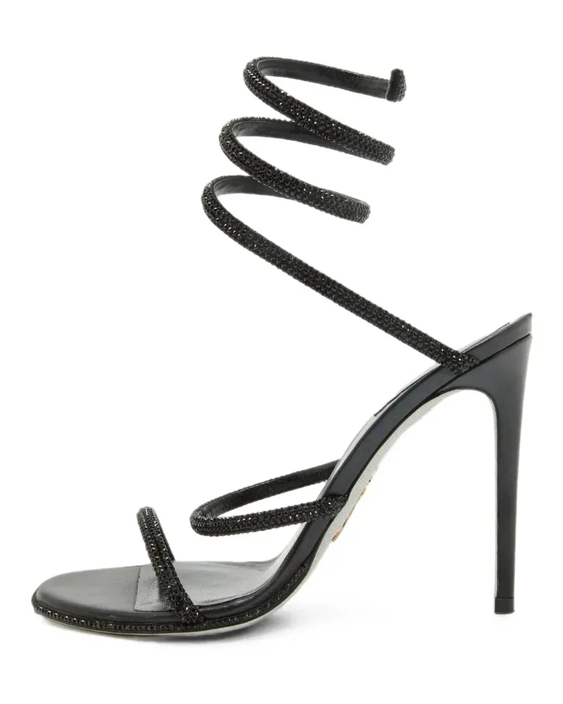 René Caovilla Cleo Sandalen aus Satin - Schwarz Schwarz