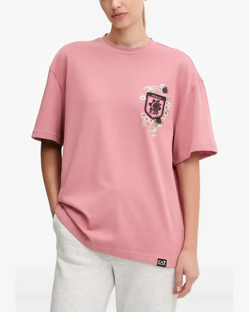 EA7 T-Shirt mit Blumen-Print - Rosa Rosa