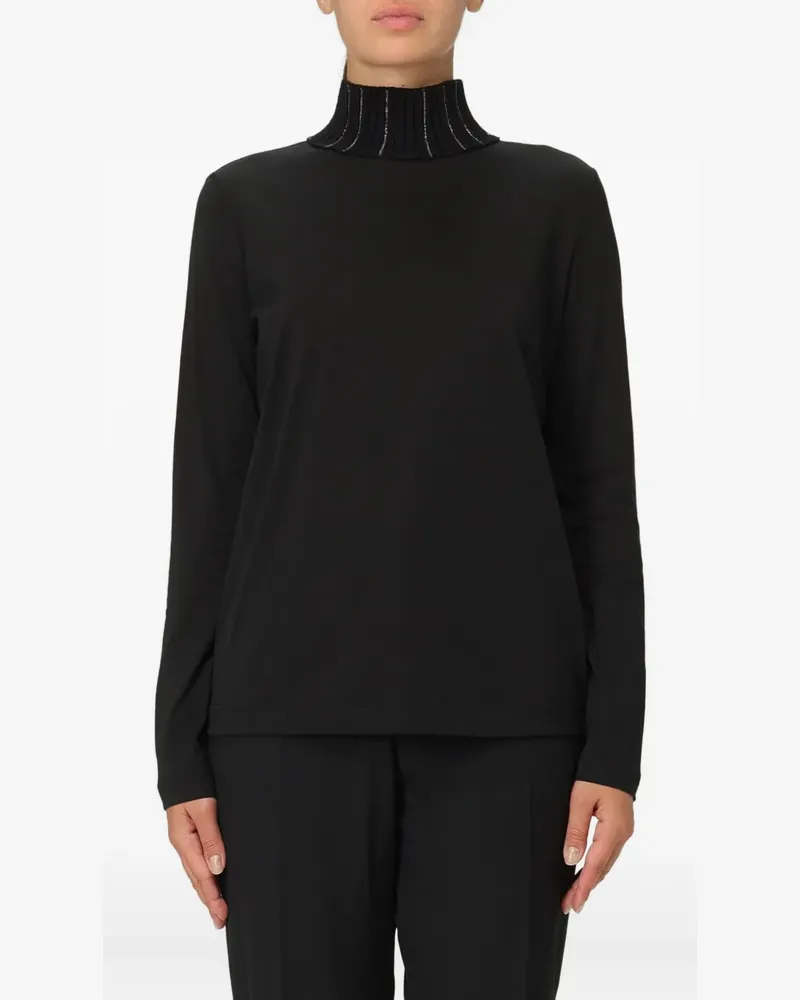 Fabiana Filippi Gerippter Rollkragenpullover - Schwarz Schwarz
