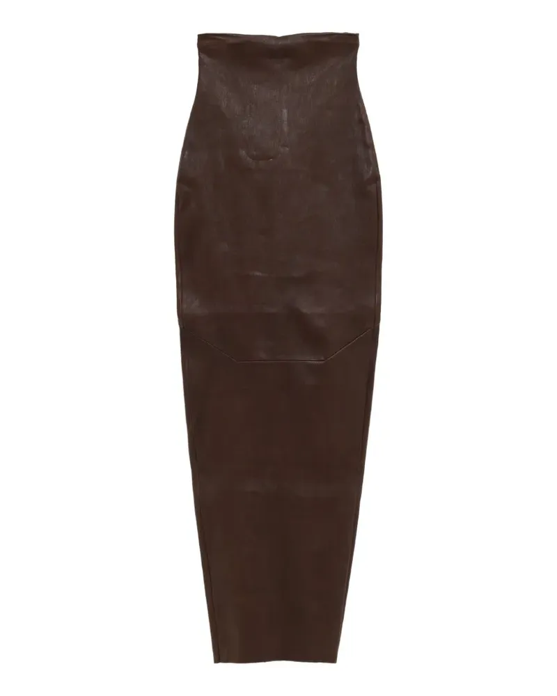 Rick Owens zip-fastening leather maxi skirt - Braun Braun