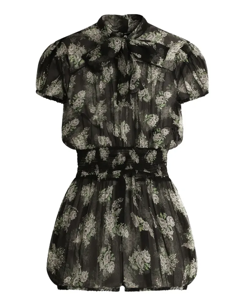 Dolce & Gabbana small flower bouquet-print chiffon jumpsuit - Schwarz Schwarz