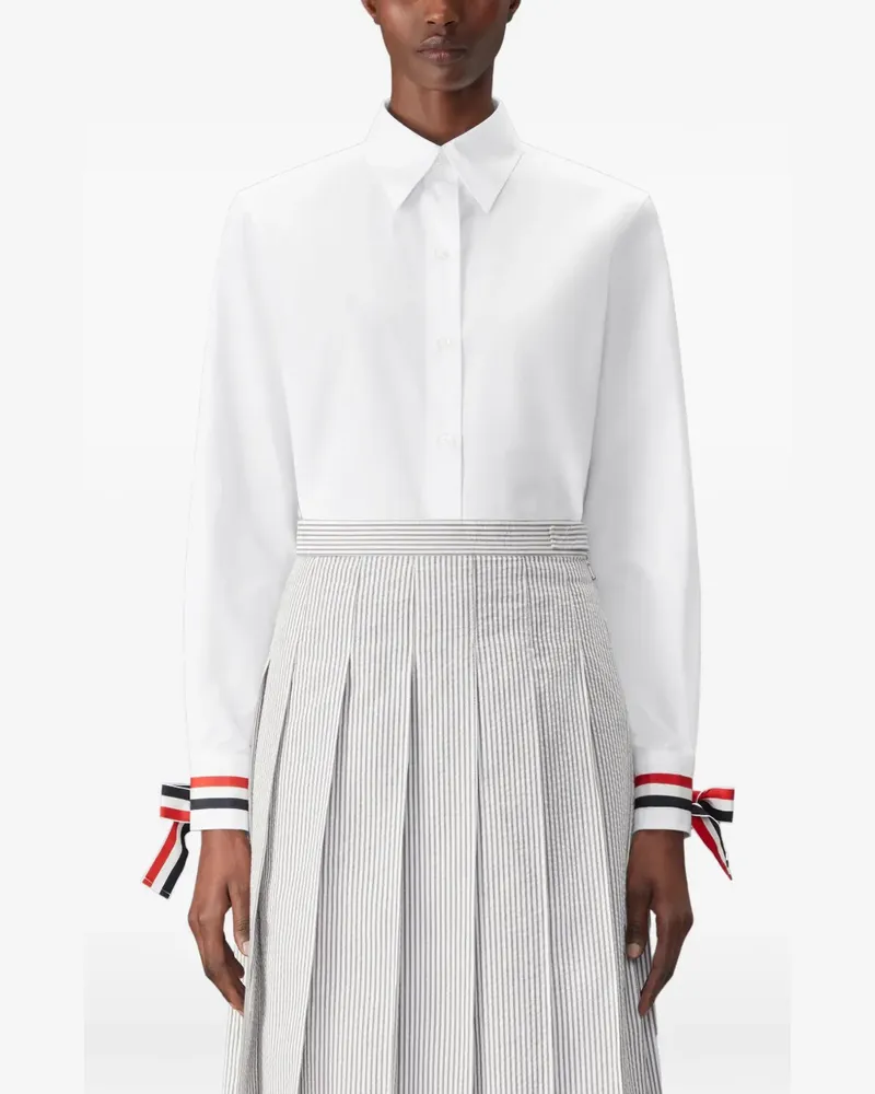 Thom Browne Hemd mit Schleifenbündchen - Weiß Weiß