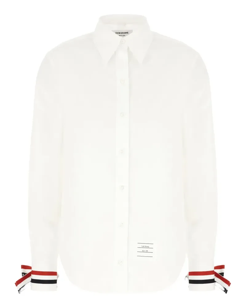 Thom Browne Hemd mit Schleifenbündchen - Weiß Weiß