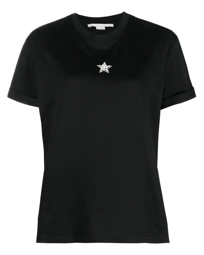 Stella McCartney T-Shirt mit Kunstperlen - Schwarz Schwarz