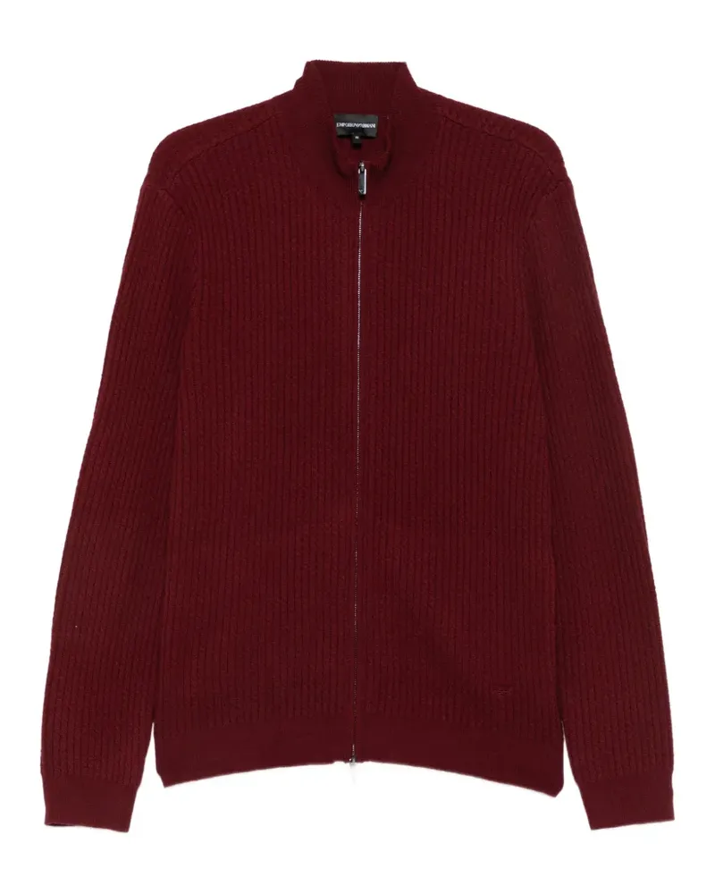 Emporio Armani Gerippter Cardigan mit Reißverschluss - Rot Rot