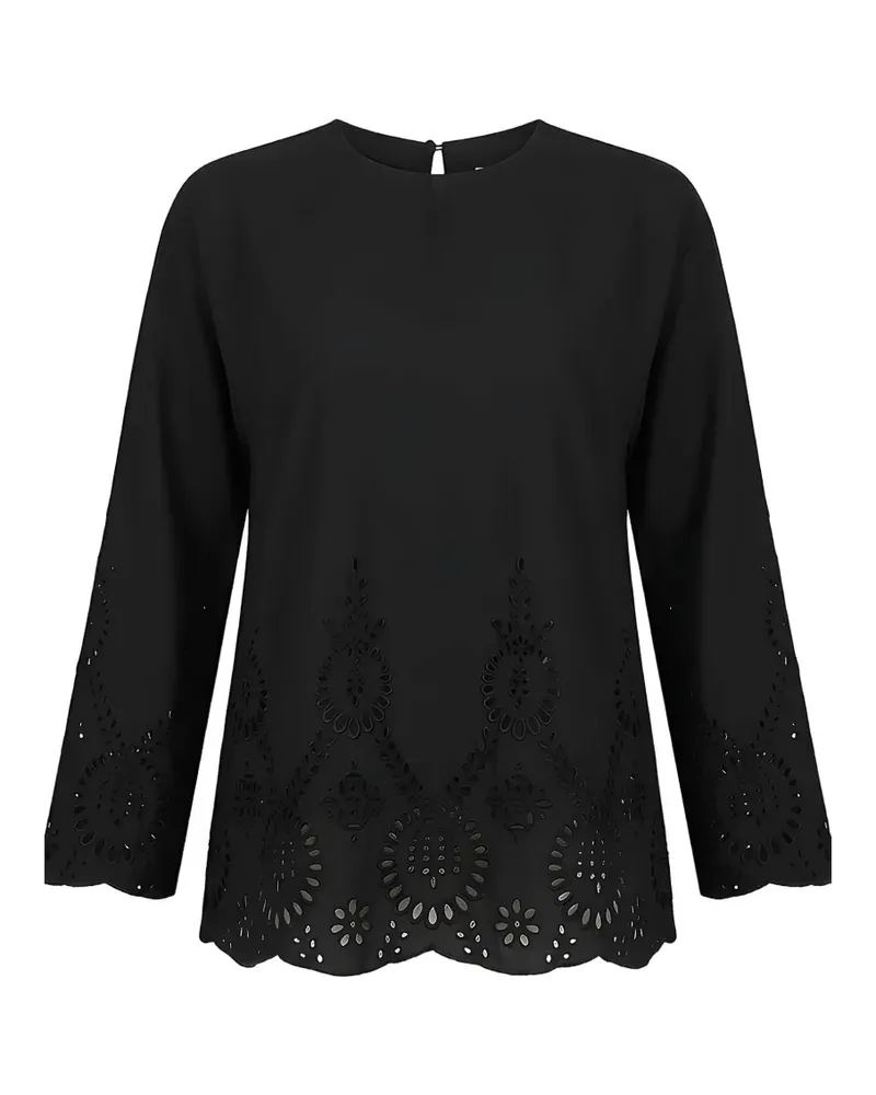 Valentino Garavani Minikleid mit Lochstickerei und Wellenkante am Saum - Schwarz Schwarz