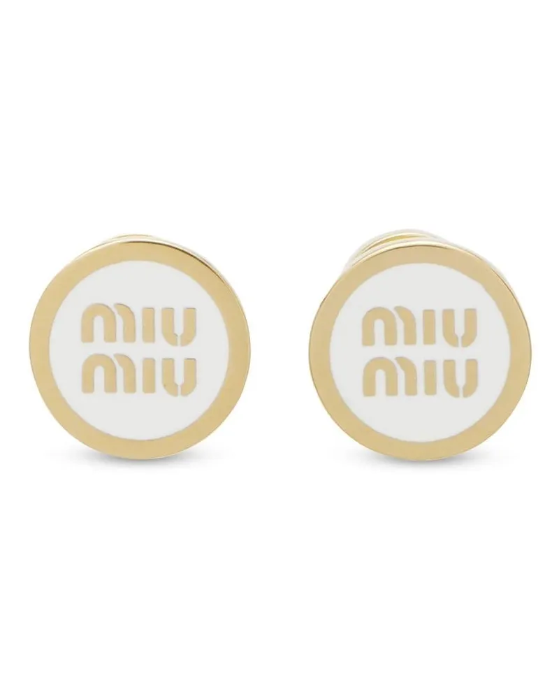 Miu Miu Ohrstecker mit Logo-Prägung - Weiß Weiß