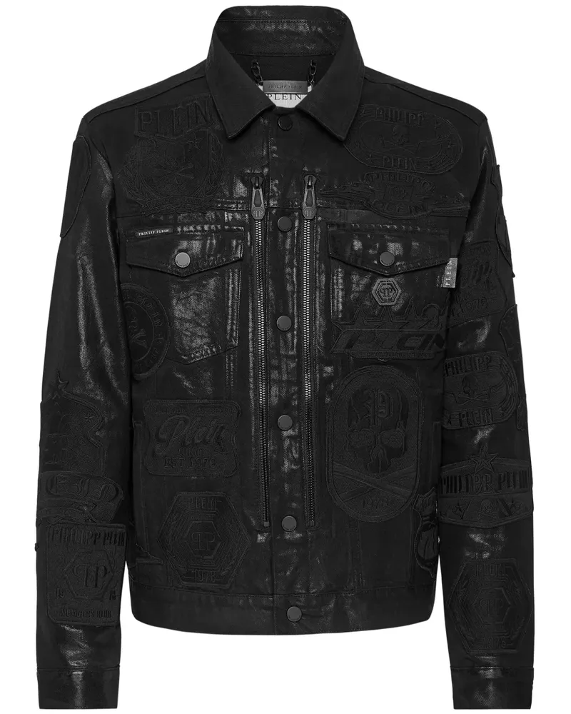 Philipp Plein Jeansjacke mit Reißverschluss - Schwarz Schwarz