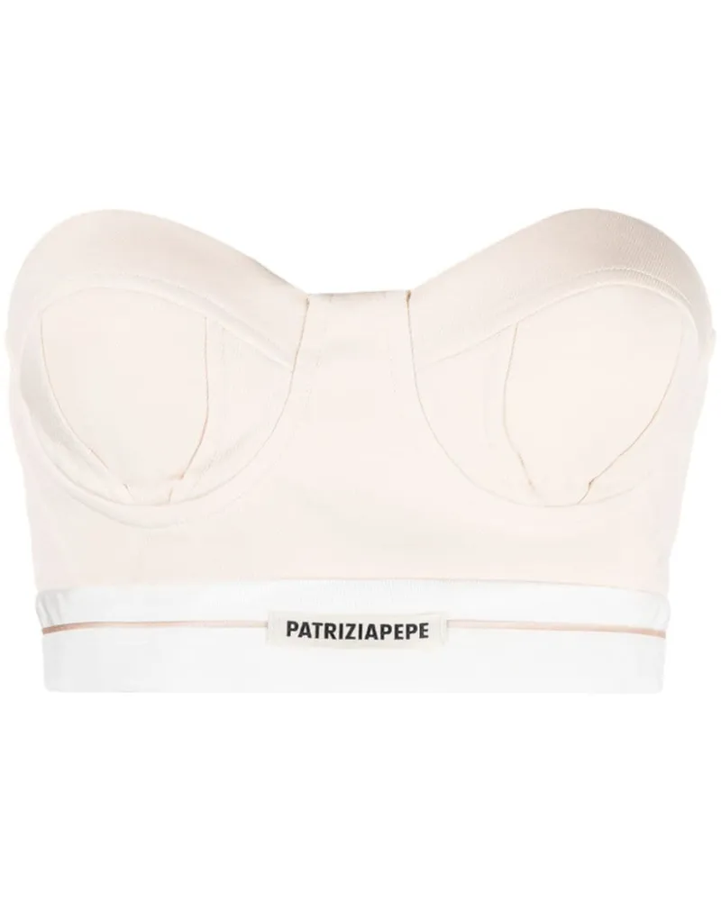 Patrizia Pepe Bustier-Top mit Logo-Patch - Nude Nude