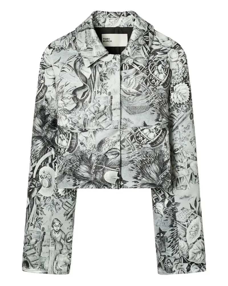 Tory Burch Cropped-Blazer mit Print - Grau Grau