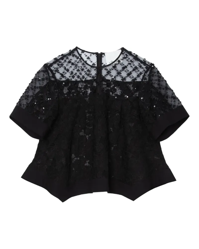 3.1 phillip lim Spitzenoberteil mit Perlen - Schwarz Schwarz