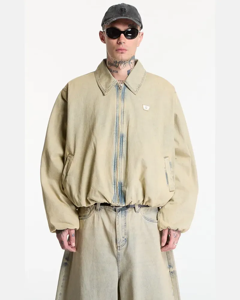 MISBHV sand-washed bomber denim jacket - Nude Nude