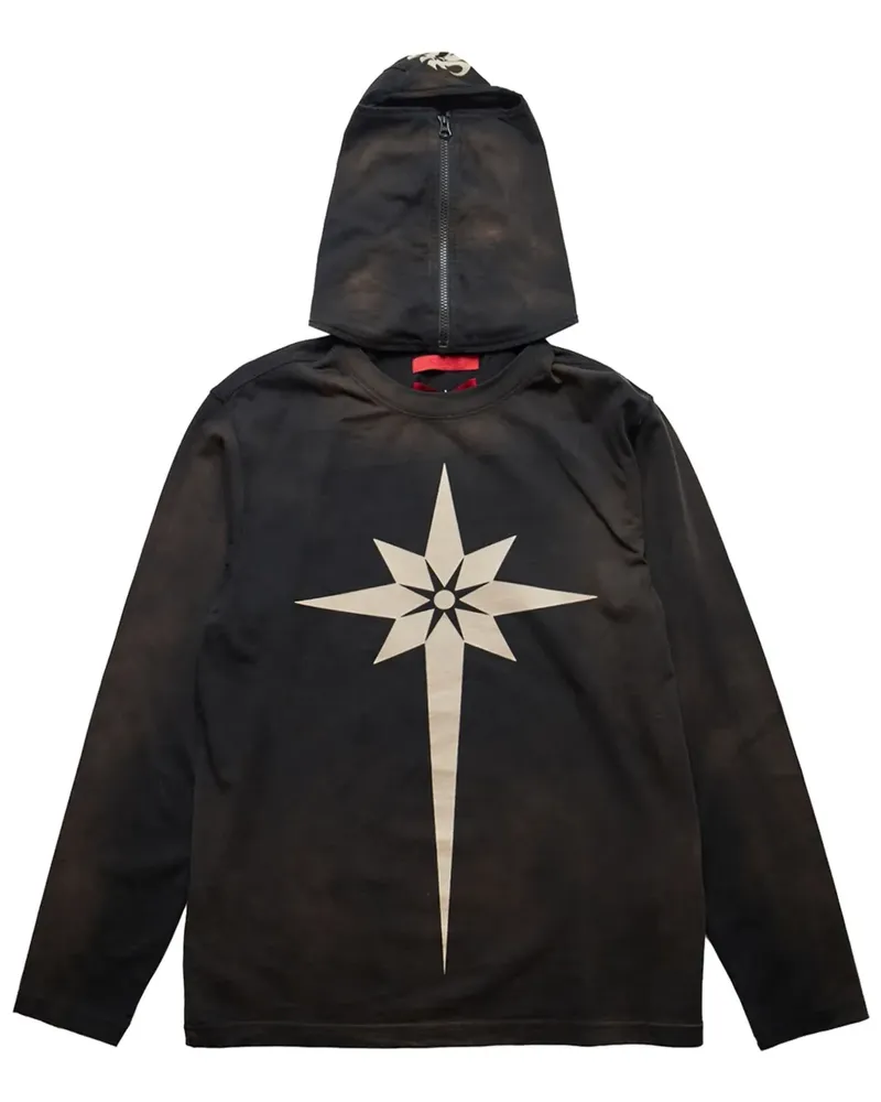 KUSIKOHC Hoodie mit Origami-Print - Schwarz Schwarz