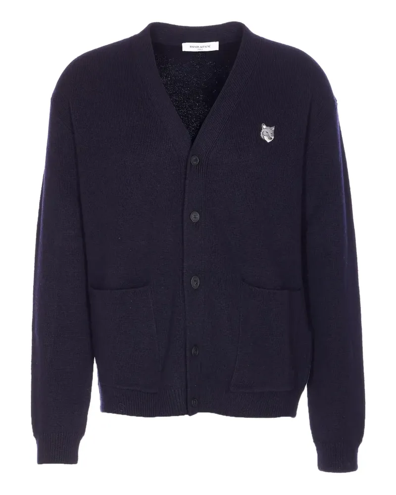 Kitsuné Cardigan mit Fuchskopf - Blau Blau