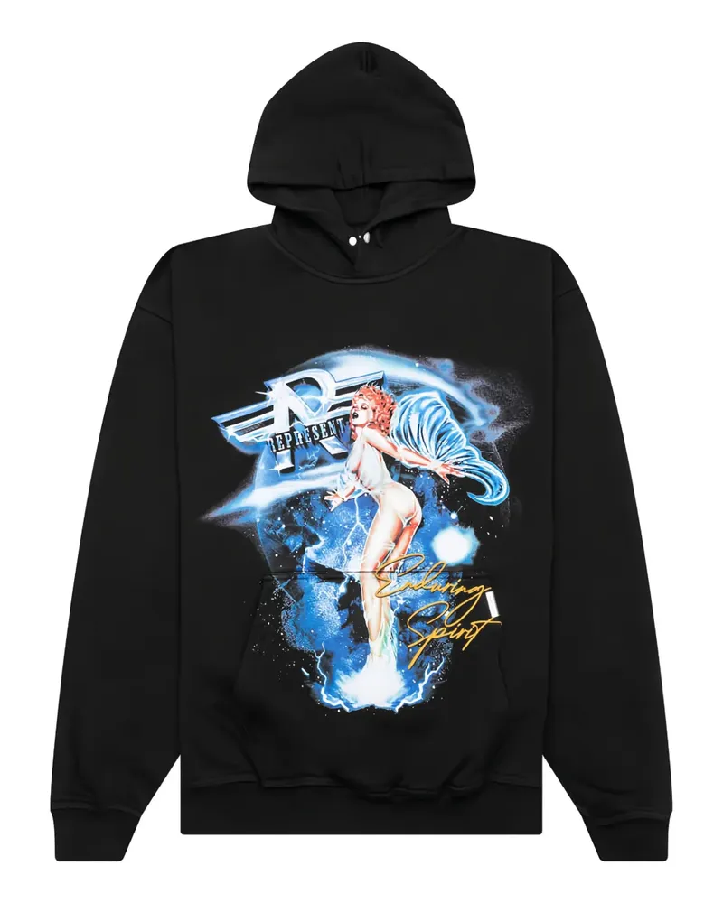 REPRESENT Hoodie mit grafischem Print - Schwarz Schwarz