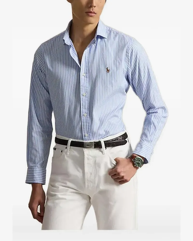 Ralph Lauren striped-pattern chest-logo shirt - Blau Blau