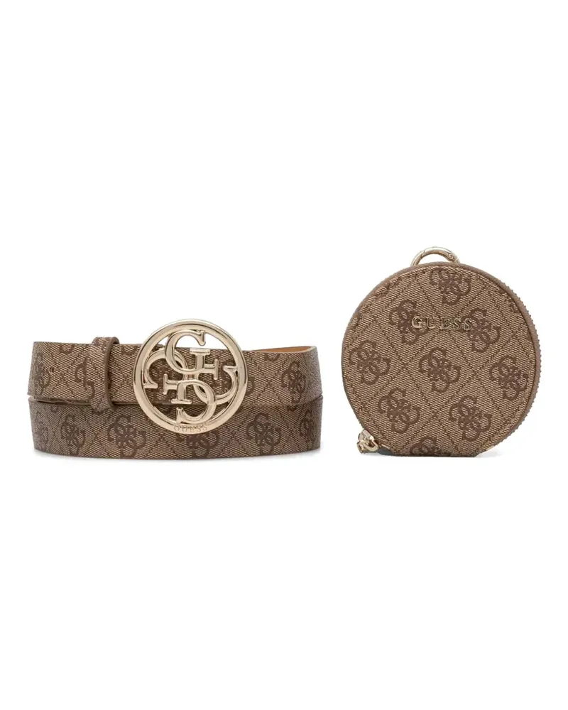 Guess Jacquard-Gürtel mit Logo - Nude Nude