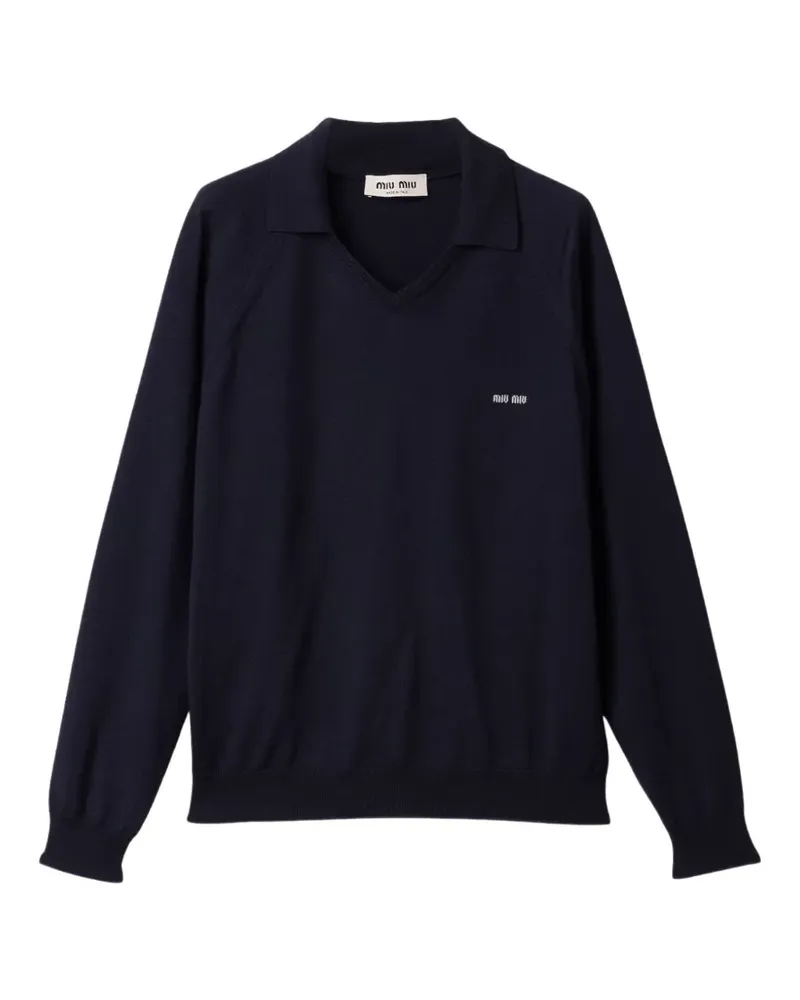 Miu Miu Sweatshirt mit V-Ausschnitt - Blau Blau