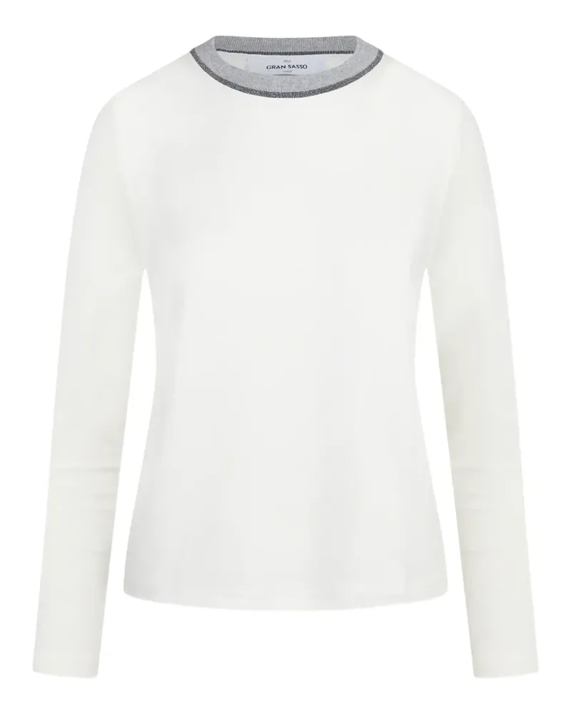 Gran Sasso Langärmeliger Pullover mit Kontrastdetails - Weiß Weiß