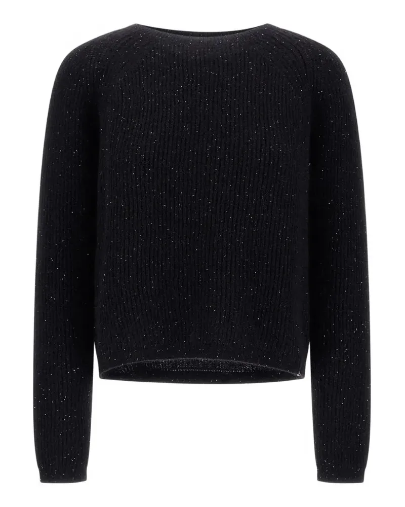 Herno Gerippter Pullover mit Glanzoptik - Schwarz Schwarz