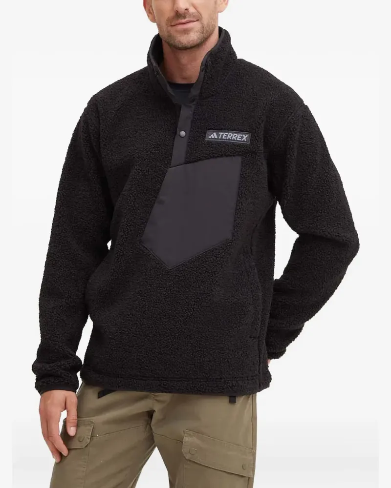adidas Borg Jacke mit kurzer Knopfleiste - Schwarz Schwarz