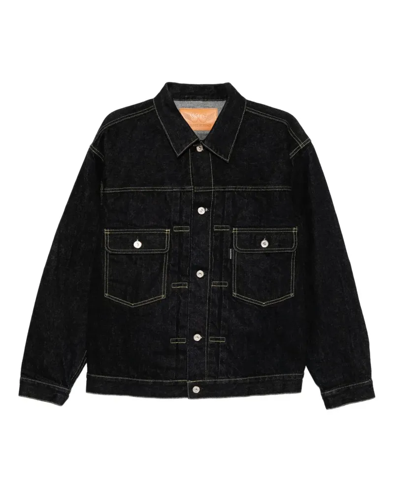 Mastermind World Jeansjacke mit Logo-Print - Blau Blau