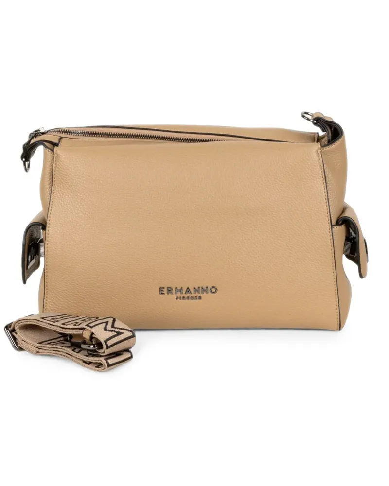 Ermanno Scervino logo-print pebbled shoulder bag - Nude Nude