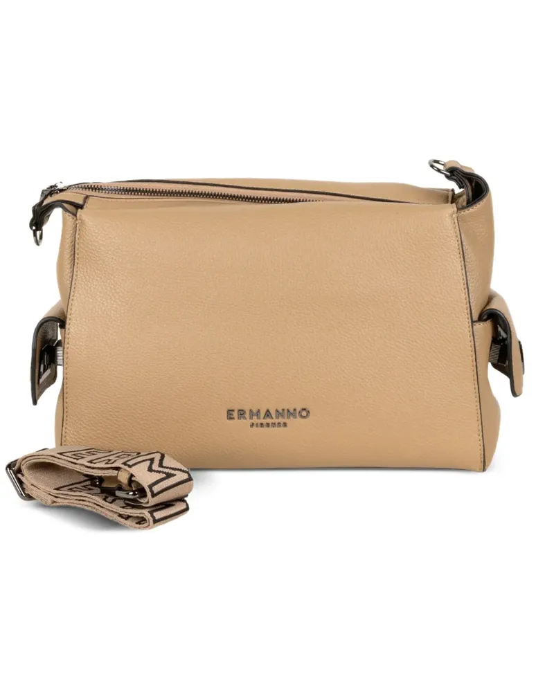 Ermanno Scervino Strukturierte Schultertasche mit Logo-Print - Nude Nude