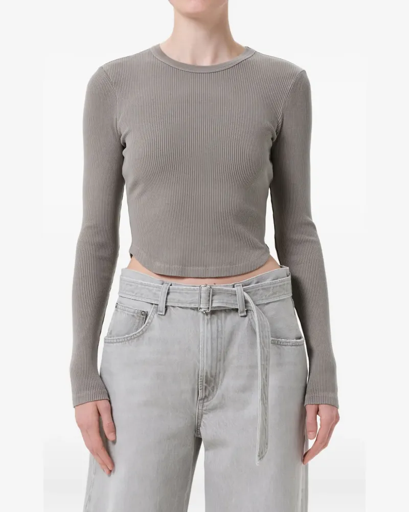 AGOLDE Geripptes Neema T-Shirt - Grau Grau
