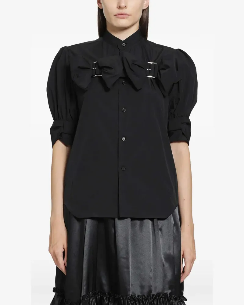 Noir Kei Ninomiya bow-embellished puffed-sleeve shirt - Schwarz Schwarz