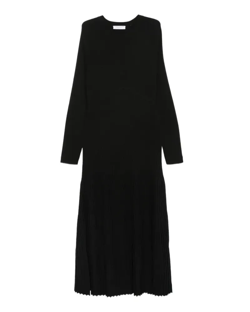 Majestic Geripptes Midikleid - Schwarz Schwarz