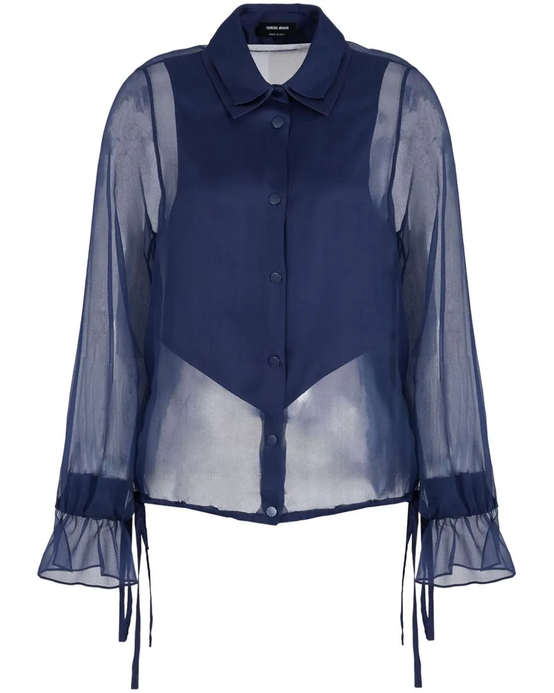 Giorgio Armani Semi-transparentes Oberteil - Blau Blau