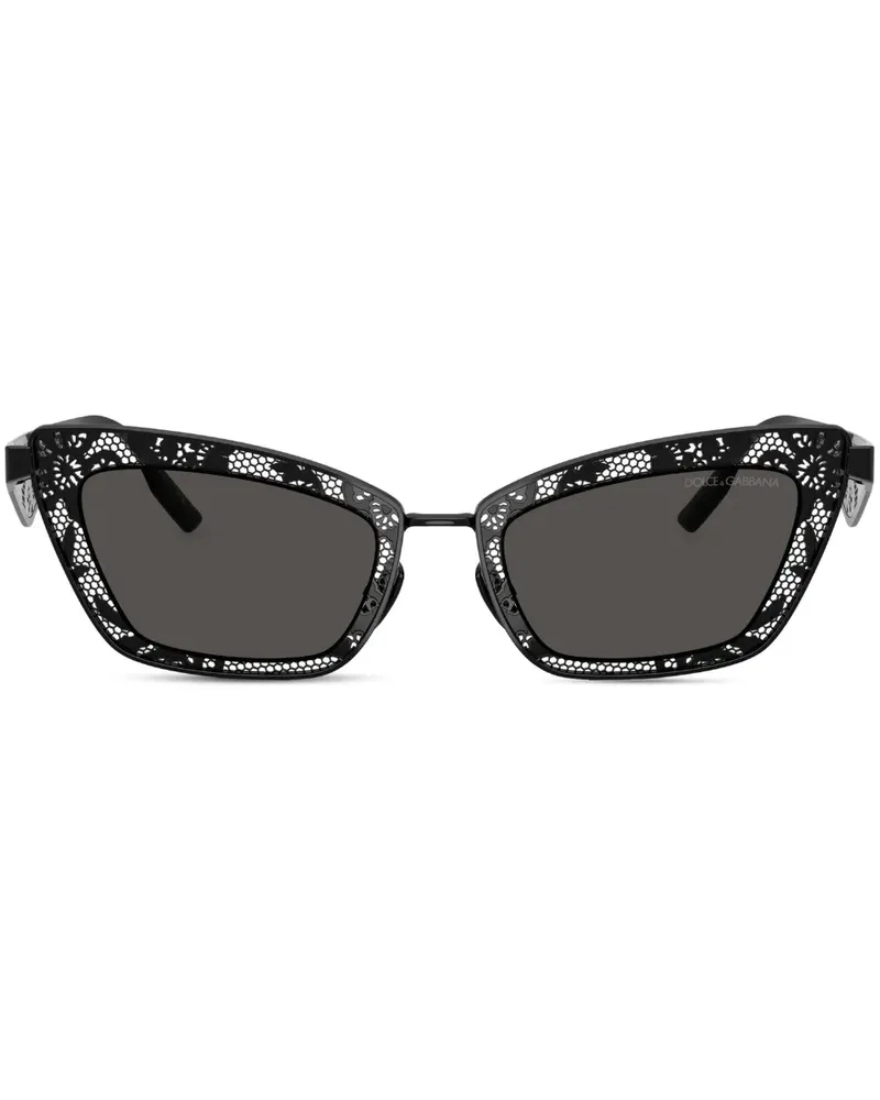 Dolce & Gabbana Cat-Eye-Sonnenbrille mit Blumen - Schwarz Schwarz