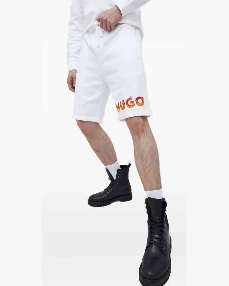 HUGO BOSS Joggingshorts mit Logo-Print - Weiß Weiß