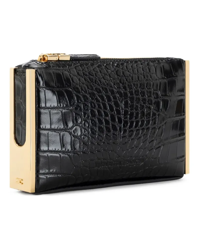 Elisabetta Franchi Clutch mit Kroko-Optik - Schwarz Schwarz