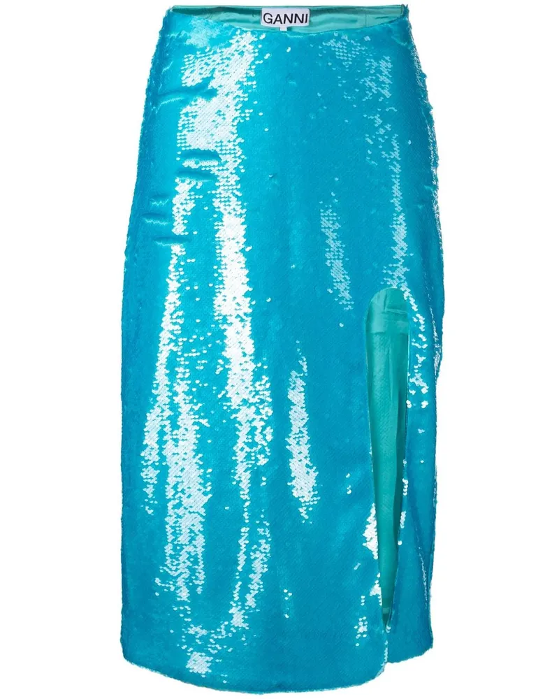 Ganni Midirock mit Pailletten - Blau Blau